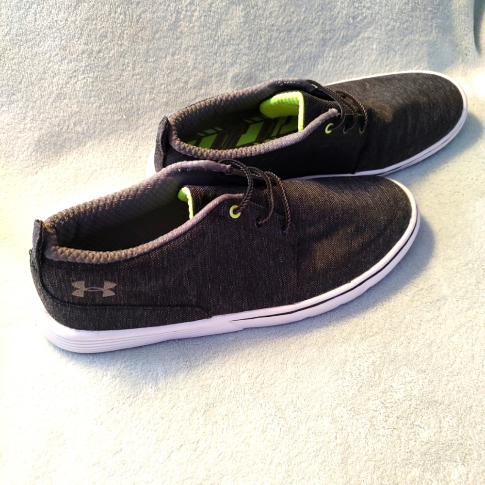 Men’s Under Armour Shoes Sneakers Slip On Black Lime Green Low Mesh Size 9